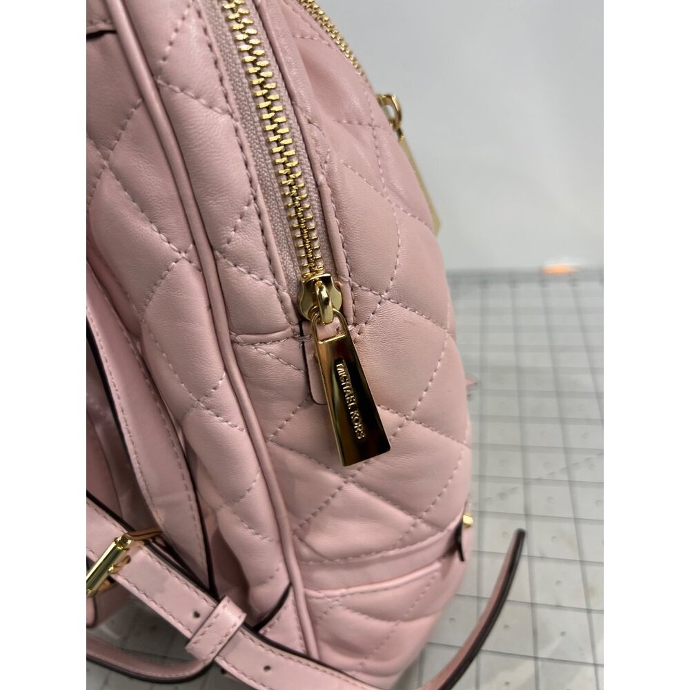 Michael Kors Quilted Pink Backpack Adjustable Gold Hardware Dust Bag - Picture 4 of 8
